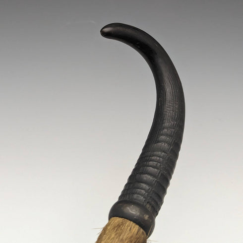 Swiss Made Antique Hiking Stick Cane with Fur Horn Handle 93cm